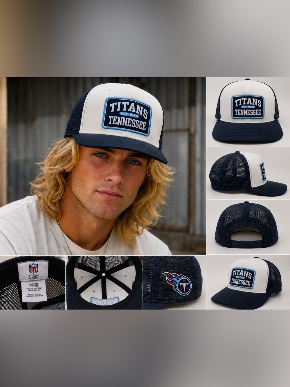 Tennessee Titans Navy and White Trucker Hat - NFL Team Apparel